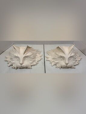 Hand Created Unfinished Cat Feline Pair of Wall Sconces.                 3701